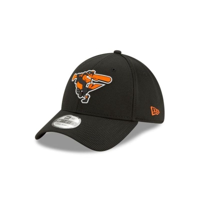 Black Baltimore Orioles Hat - New Era MLB Clubhouse Collection 39THIRTY Stretch Fit Caps USA0894213